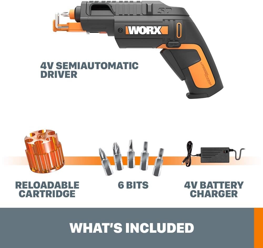 image:imageWORX 4V Electric Screwdriver Rechargeable Cordless Power Screwdriver Set with 6 Bits Screw Holder USBType C Charging Cable  WX255L5WX255LAC