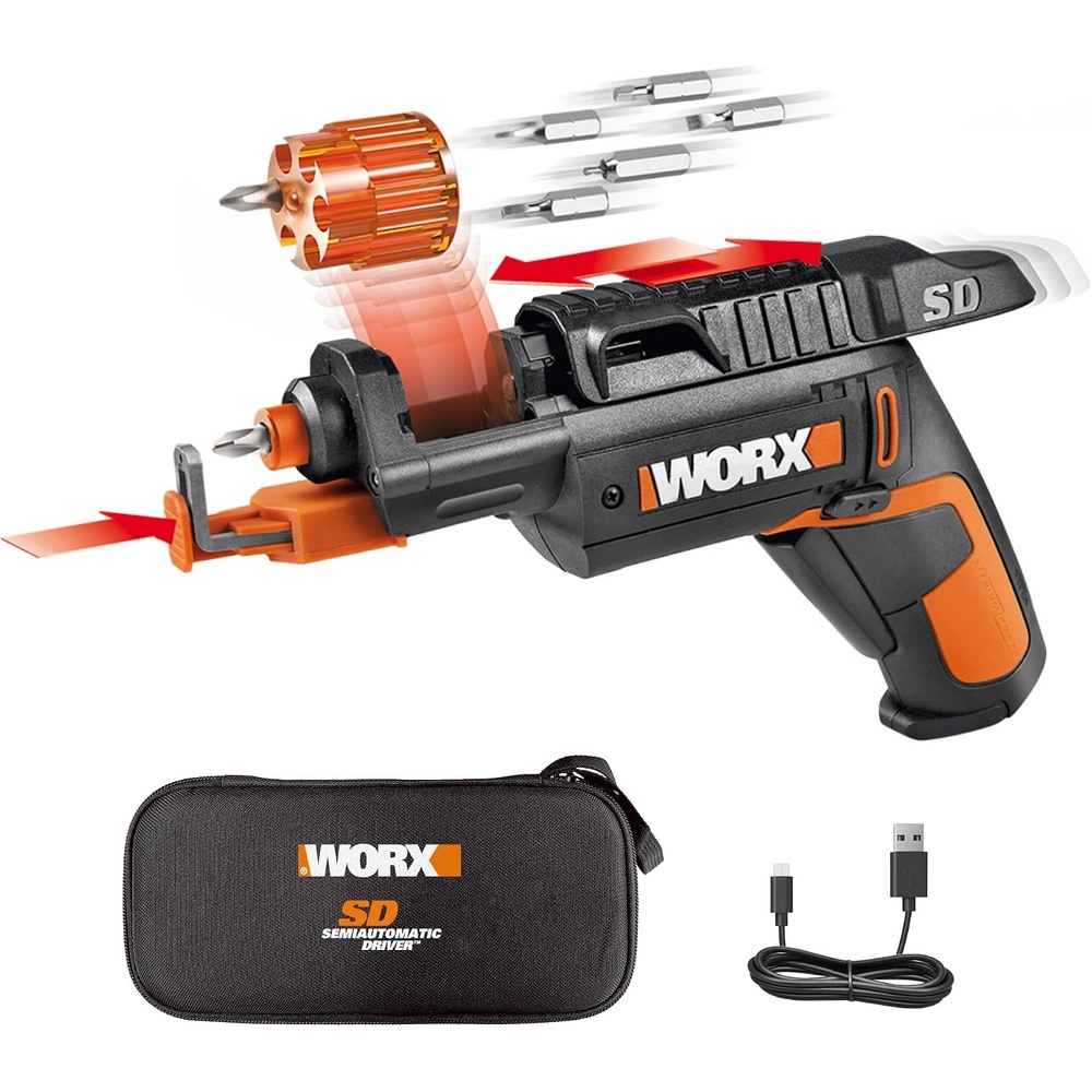 image:imageWORX 4V Electric Screwdriver Rechargeable Cordless Power Screwdriver Set with 6 Bits Screw Holder USBType C Charging Cable  WX255L5WX255L5USBWCASE