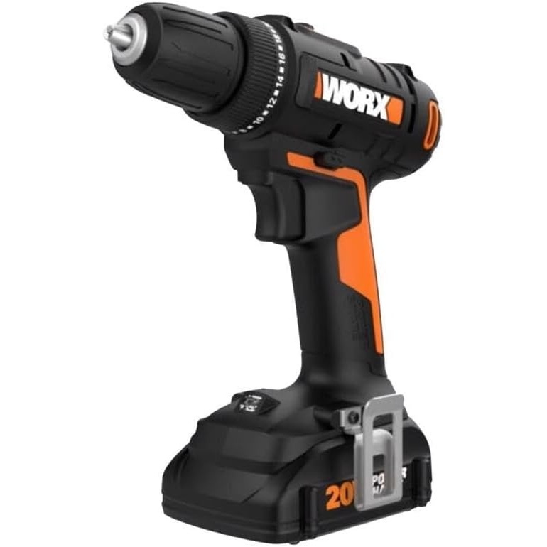 image:imageWORX Cordless Drill Driver 20V 38Inch 84Piece Kit WX100L2  Variable 2Speed 265 inlb Torque 201 Clutch Lightweight and Compact Battery amp Charger Included38 Cordless Drill  Driver Battery  Charger Included