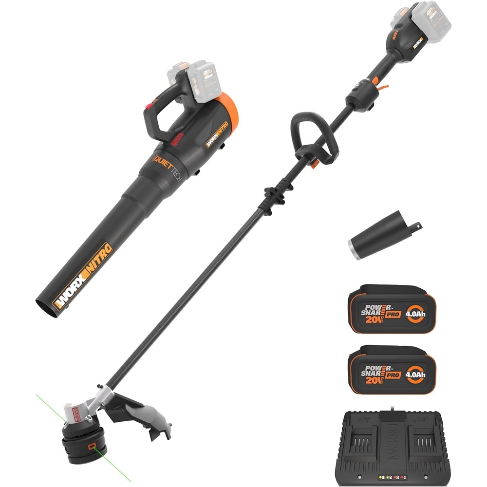 image:imageWORX Cordless Leaf Blower Electric Blower with Turbine Fan Blowers for Lawn Care with 2 Speed Control Battery amp Charger Included WG54715 40V Trimmer  530CFM 40V Blower Combo