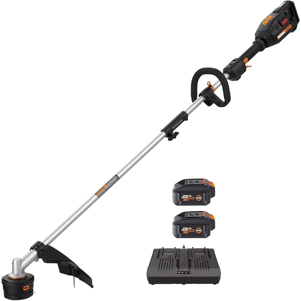 image:imageWorx Cordless String Trimmer 13 Electric Weed Wacker with Auto Feed 40V Lightweight Weed Eater with Dualexit Cutting Head 2 Batteries amp Charger Included WG18315 40V Trimmer w2 40 Ah Batteries