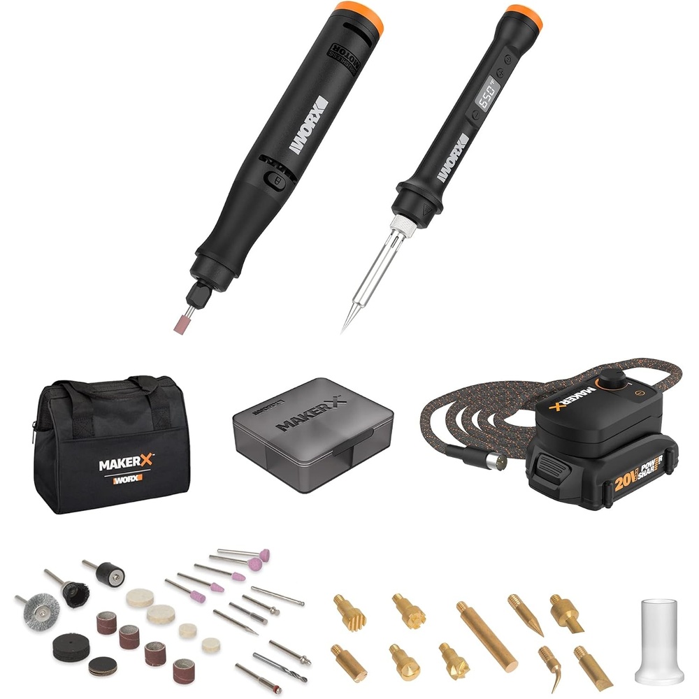 image:imageWorx MAKERX WX988L 2pc Crafting Tool Combo Kit  Rotary Tool  Wood amp Metal CrafterMAKERX 2 PC Crafting Tool Combo
