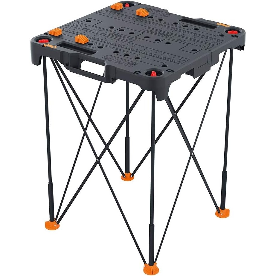 image:imageWorx WX0653 Clamping Sawhorses with Bar Clamps and 7 Inch Metal Triangle RulerSidekick Work Table