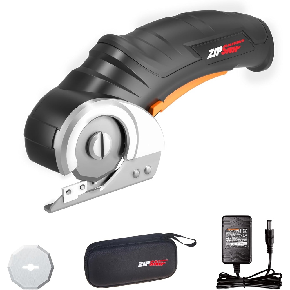 image:imageWorx Zipsnip Cordless Electric Scissors Rechargeable Cardboard Box Cutter 4V Powerful Fabric Scissors with 2 Safety Blades amp Storage Bag WX082L24V Zipsnip 2 Blades  Storage Bag included