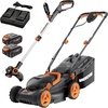 image:imageWORX 14 Cordless Lawn Mower 2 in 1 Electric Mower Cuts Quietly Compact amp Lightweight Push Lawn Mower with 6Position Height Adjustment for Small Yards 2 Batteries amp Charger Included WG77914 Mower  12 Trimmer w2 40 Ah Batteries