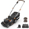 image:imageWORX 14 Cordless Lawn Mower 2 in 1 Electric Mower Cuts Quietly Compact amp Lightweight Push Lawn Mower with 6Position Height Adjustment for Small Yards 2 Batteries amp Charger Included WG77916 40V Mower w2 40 Ah Batteries