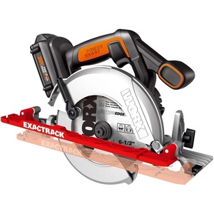 WORX Cordless Circular Saw, 20V 6-1/2-Inch ExacTrack, WX530L | ExacTrack Guide for Straighter Cuts, 0-50 Degree Bevel and 4,900 RPM, 2.0Ah Battery and Charger Included, PowerShare