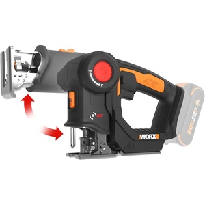 WORX Cordless Reciprocating Saw&Jigsaw, 20V ¾” 2-in-1 Saw, ¾” Stroke Length, 2-in-1 functions, 4 Blades for Different Materials, Compact&Lightweight Design, Tool Only, PowerShare(Battery + Charger Not Included)