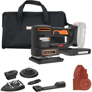WORX Cordless Sander, 20V 10,000 orbits/minute Electric Sander, 5-in-1 Functions, Tool-less Sanding Pad Change, Tool Only, PowerShare(20V 5-in-1 Sander (Tool Only))