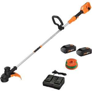 Worx Cordless String Trimmer, 13″ Electric Weed Wacker with Auto Feed, 40V Lightweight Weed Eater with Dual-exit Cutting Head, 2 Batteries & Charger Included, WG183(13″ 40V Trimmer w/(2) 2.0 Ah Batteries)