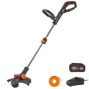 Worx Cordless String Trimmer, 13″ Electric Weed Wacker with Auto Feed, 40V Lightweight Weed Eater with Dual-exit Cutting Head, 2 Batteries & Charger Included, WG183(13″ 20V Trimmer w/(1) 4.0 Ah Battery)