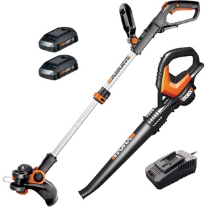 Worx Cordless String Trimmer & Lawn Edger, 12″ Electric Weed Wacker with Command Feed, 20V Weed Eater with 4.63 LBS, Batteries & Charger Not Included, WG163.9(12″ Trimmer & 120 MPH Blower)