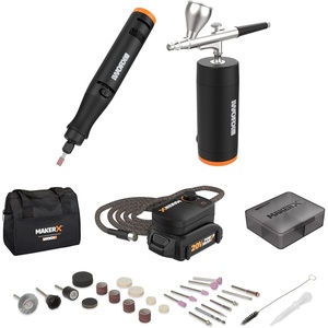Worx MAKERX WX988L 2pc Crafting Tool Combo Kit – Rotary Tool + Wood & Metal Crafter(MAKERX (2) PC Crafting Tool Combo (Air Brush))