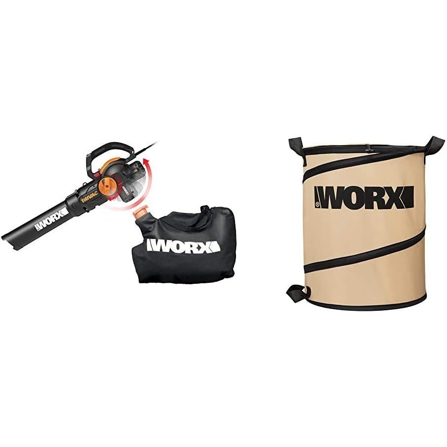 image:imageWORX 12 Amp TRIVAC 3in1 Electric Leaf BlowerMulcherYard Vacuum  WG512 and WORX WA0030 Landscaping 26Gallon Collapsible Yard Waste BagLeaf Bin