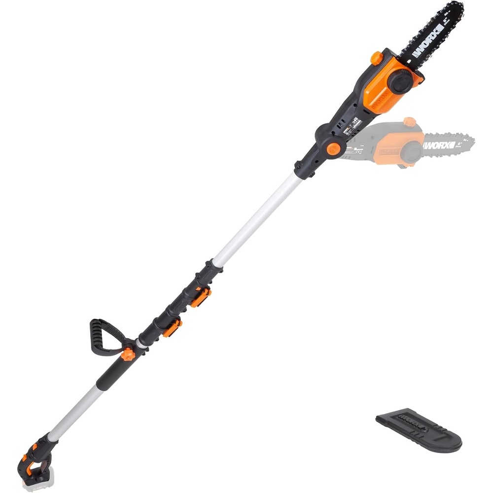 image:imageWORX Cordless Pole Saw 20V 8 Chainsaw WG349  up to 133 ft total reach weighs 8 lbs 3 cutting angles toolfree telescoping pole batteryampcharger included PowerShareBattery  Charger Not Included