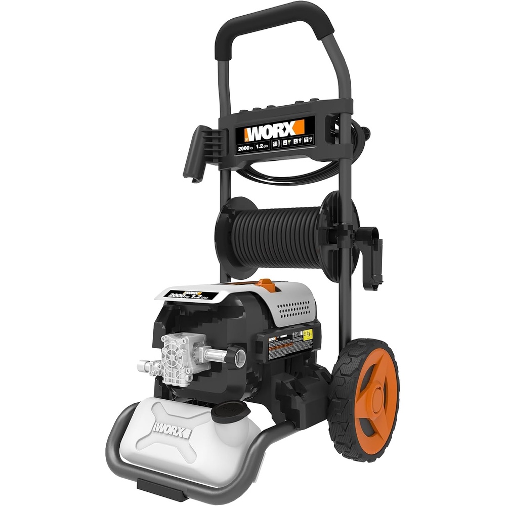image:imageWORX Electric Pressure Washer 13A 2200 Max PSI Power Washer WG607  13A brushless motor 2200 PSI  14 GPM Plugin 120V AC Quickconnect wand soap tank metalframed cartPressure Washer