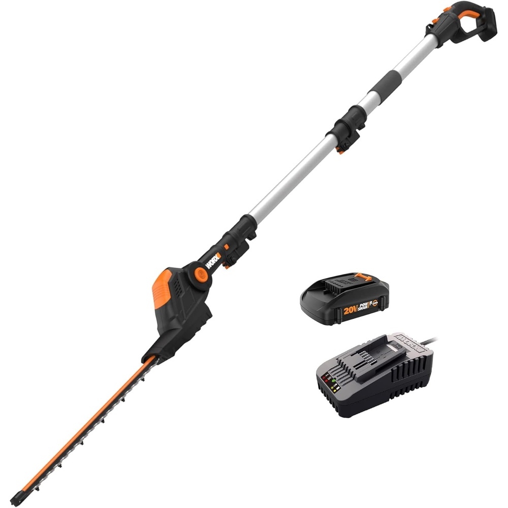 image:imageWORX Nitro 22 Cordless Hedge Trimmer Electric Hedge Trimmer with DualAction Blades amp 3400 SPM Brushless Bush Trimmer Cuts Branches 1 Thick 40 Ah Battery amp Charger Included WG26320 20V Hedge Trimmer w120Ah Battery
