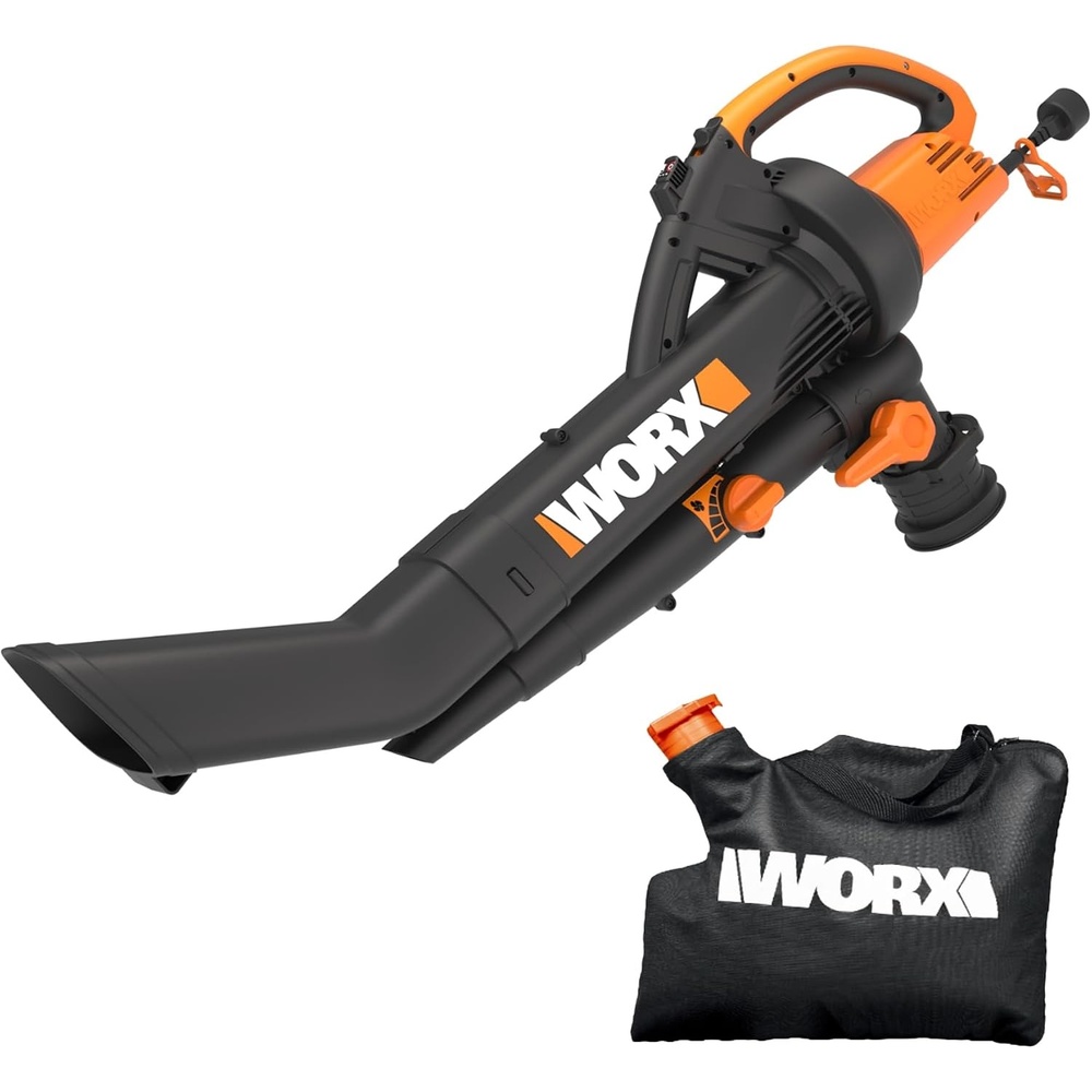 image:imageWORX Trivac 3in1 Electric Leaf BlowerLeaf VacuumLeaf Mulcher WG5052  350CFM amp 210MPH Airflow 161 Mulch Ratio with Reusable Bag for Efficient Leaf Removal Corded350CFM BlowerVacMulcher