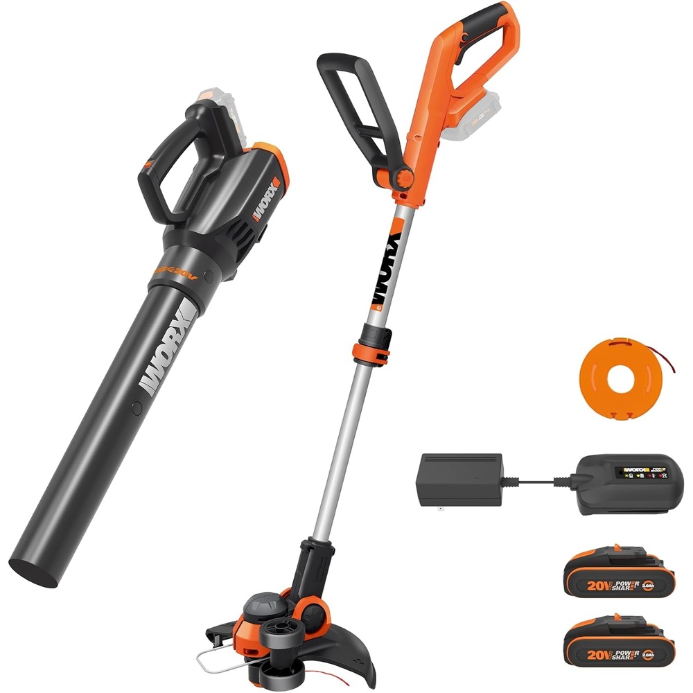 image:imageWorx 20V 12 2in1 Cordless String Trimmer amp Electric Lawn Edger WG162  Command Feed for Daily Yard Work 20Ah Battery amp Charger Included PowerShare12 Trimmer  360 CFM Blower w2 20 Ah Batteries