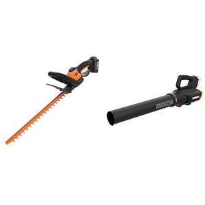 WORX WG261 20V Power Share 22-inch Cordless Hedge Trimmer, Battery and Charger Included with Power Share Cordless Turbine Blower, 2-Speed, Bare Tool Only