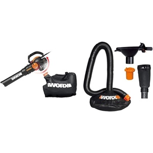 WORX WG512 Trivac 2.0 Electric 12-amp 3-in-1 Vacuum Blower/Mulcher/Vac with LeafPro Universal Leaf Collection System for All Major Blower/Vac Brands