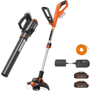 Worx 20V 12″ 2-in-1 Cordless String Trimmer & Electric Lawn Edger, WG162 | Command Feed, for Daily Yard Work, 2.0Ah Battery & Charger Included, PowerShare(12″ Trimmer & 360 CFM Blower w/(2) 2.0 Ah Batteries)