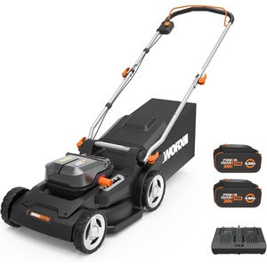 Worx Cordless Lawn Mower, 40V 17″ 2-in-1 Grass Mower for 1/4 Acre, WG745 | Brushless Power, Mulching & Bagging, 2 x 4.0Ah Batteries & 4.0Ah Charger Included, PowerShare(17″ 40V Mower w/(2) 4.0 Ah Batteries)